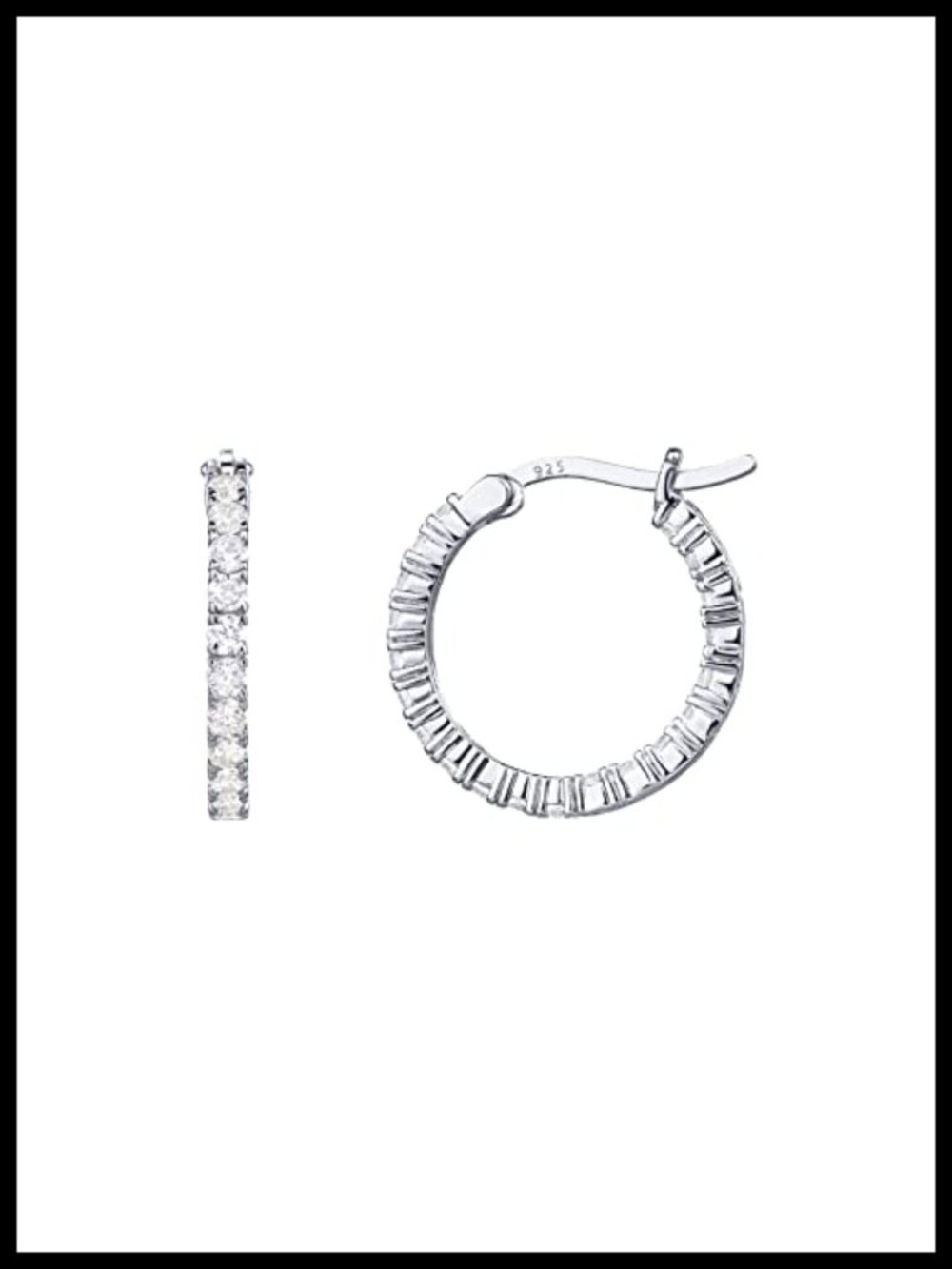 14K Gold Plated Cubic Zirconia Hoop Earrings for Women 20mm Inside Out CZ